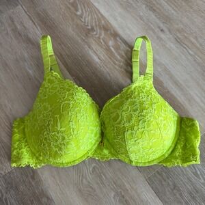 Savage X Fenty Lime Green Lace Bra Lingerie 40DD Lined‎ Wire Gold Rhianna Luxury